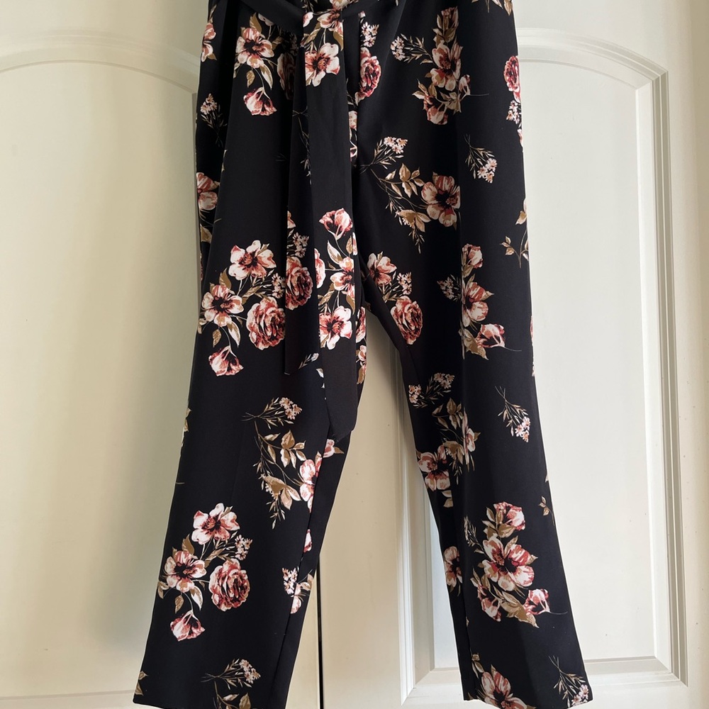 Floral Black Women's Pants
